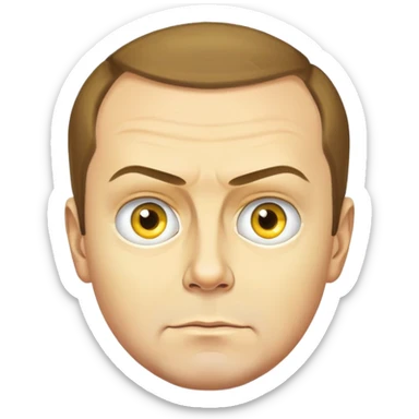 photorealistic portrait of Dmitry Medvedev as an emoji, round yellow face, very detailed and realistic, serious look sticker