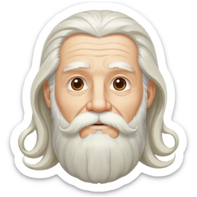 God, elderly man with flowing white hair, long beard and white mustache, heavenly sticker