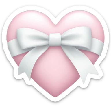 Pastel pink heart with white bow sticker
