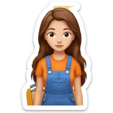 beautiful girl with long brown hair constructing new lounge room sticker