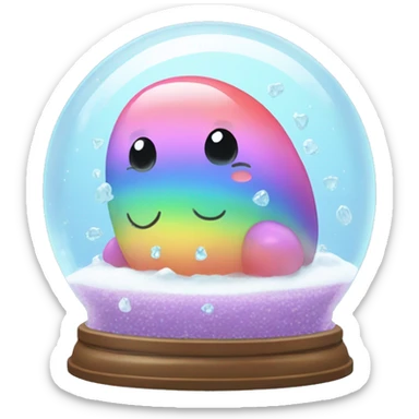 Kawaii rainbow pastel bedazzled bean with big butt in an under the sea snow globe  sticker