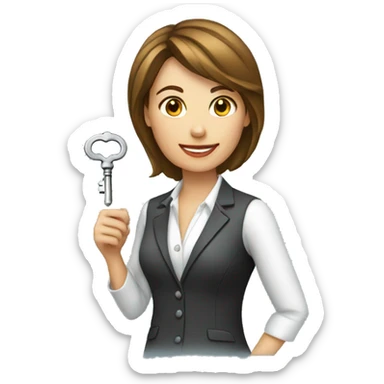 female realtor holding a small key sticker