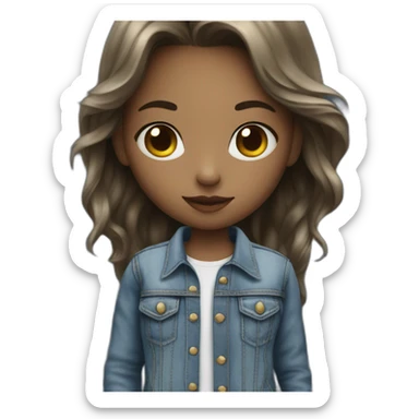 phone-obsessed girl in denim with white skin  sticker