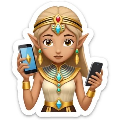 elf with egypt custome dress and smartphone sticker