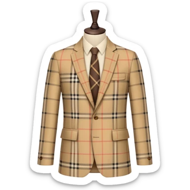 Burberry-style plaid jacket, beige with check pattern, simple and iconic sticker