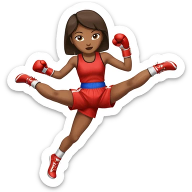 woman thai boxing click legs up in thai boxing suit sticker