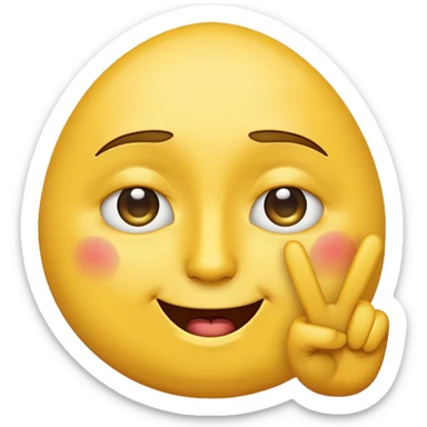 yellow emoji face with peace sign raised, teardrop under one eye, subtle scowl mixing sadness and anger sticker