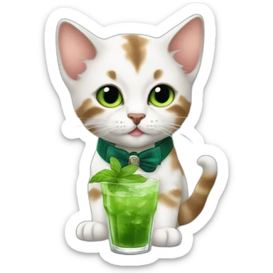 baby sherlock holmes cat drinking mojito sticker