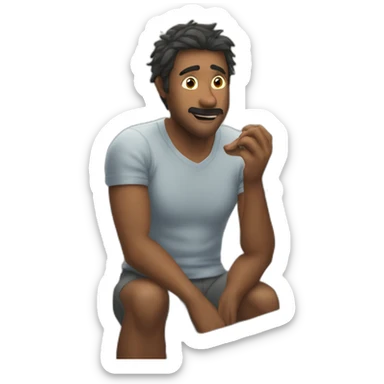 Picture of a man in his bathroom looking at his reflection but actually seeing him as a wolf sticker