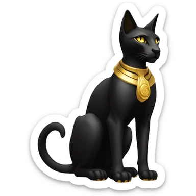 Black godly overpowered ethereal majestic Egyptian Cat. Golden Anubis-Rings and yellow ring-markings. Full body sticker