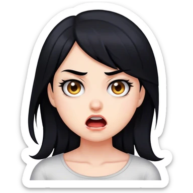 ￼extremely furious girlfriend w black hair  sticker