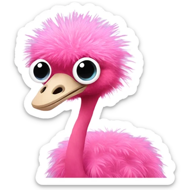 Pink full body ostrich with glitter  sticker