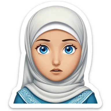 Turkish beautiful finish Konya girl blue eyes with hijab and islamic dress she’s in shock  sticker