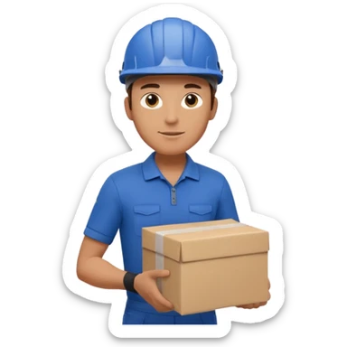 male delivery worker in a  cycling, holding a parcel sticker