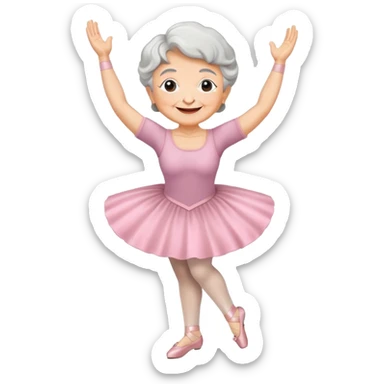 smiling grandma in ballet shoes, arms raised sticker