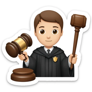 Wearing judge’s robe  holding a gavel  sticker