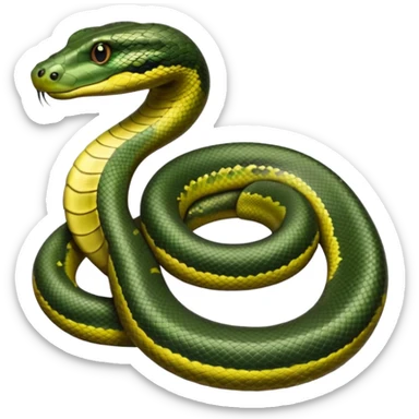 A photo-realistic digital illustration of a Green Anaconda, chest upward, with a broad, flat head, muscular body, and high-set eyes. Its olive-green body is covered with symmetrical, bold black oval spots, and its smooth, glossy scales highlight its large, powerful build. sticker