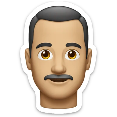 man with short haired slicked back, with receding widows peak hairline. sticker