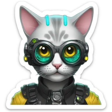 a cyberpunk cat wearing fancy dress sticker