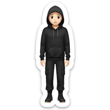 fullbody Mysterious man in black hoodie, hands in pockets and black pants sticker
