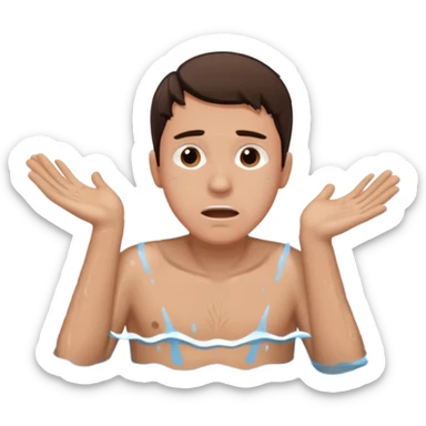 clothed brunette Man drowning in large pool of water with splashes   sticker