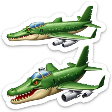 Un avión con cabeza de cocodrilo disparando bombas sticker