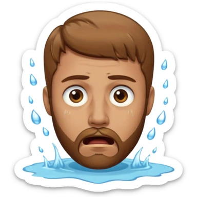 A man with light brown hair and a short brown beard making a wah cry face sticker