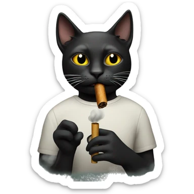 black cat smoking a joint  sticker