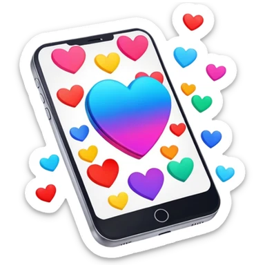  smartphone showing a colorful photo social media post with a heart and image icon sticker