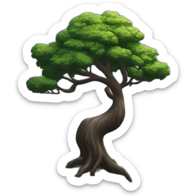 montagne noir avec un peu d'arbre avec un arc-en-ciel sticker