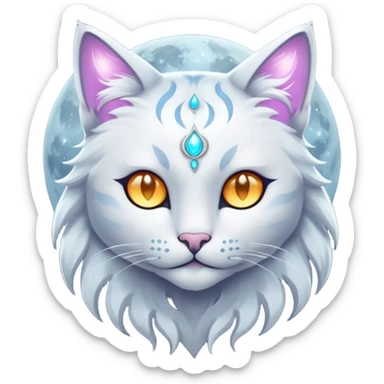 Magical Celestial Lunar-powered Fantasy Feline with lunar markings sticker