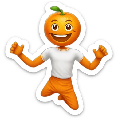 A happy orange with arms and feet sticker