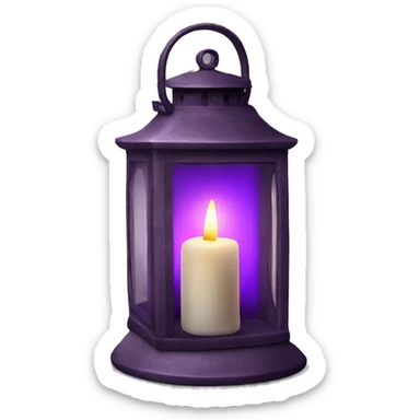 Realistic Single HD purple rustic lantern with glass and lit candle inside. sticker