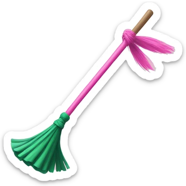 Pink wand duelling a green broom sticker