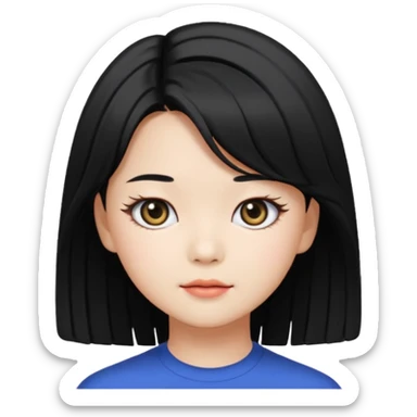 portrait emoji of Jeongyeon from TWICE, long black hair, big eyes sticker
