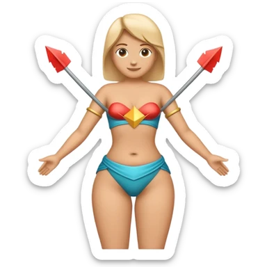 An emoji of a human waist with arrows pointing towards it. The waist is slightly curved, and the arrows emphasize the area, symbolizing body shape, weight, or core strength. Simple, clean, and cartoon-style design sticker