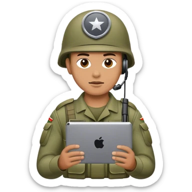 Soldier on a computer portable sticker