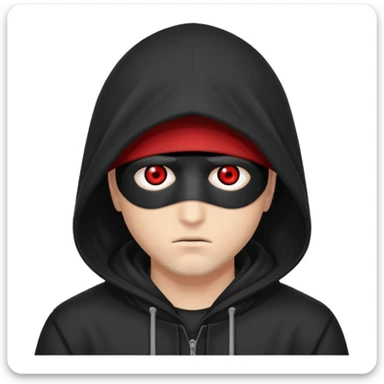 Un homme avec une capuche qui cashe 1 de c yeux et l'autre de c'est yeux et un sharingan sticker