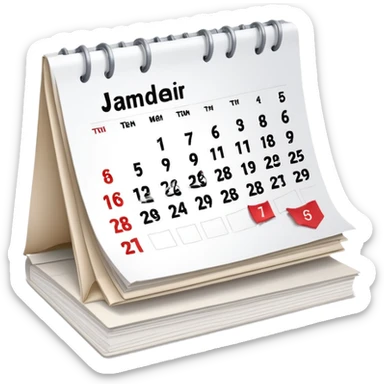 Calendar with marked date showing the 15th, desk calendar with torn pages sticker