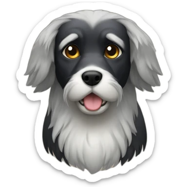 black griffon dog with really not much white hairs under mouth and on eyebrows sticker