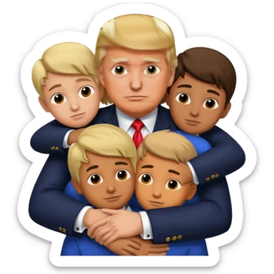 donald trump tightly hugging a bunch of minors  sticker