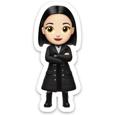 Dazzling Winter Barbie Wednesday Addams.  Wearing coat gloves boots  sticker
