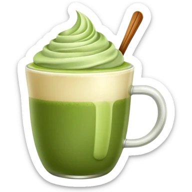 matcha latte in a cup without a spoon and without a face sticker