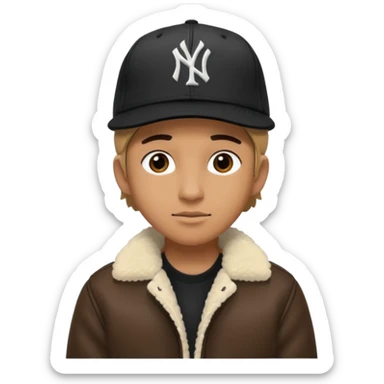 Cappellino New Era New York nero e persona con giubbotto di pecora sticker