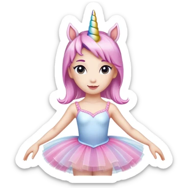 anthropomorphised female unicorn ballerina, head and shoulders, straight on, standard pose sticker