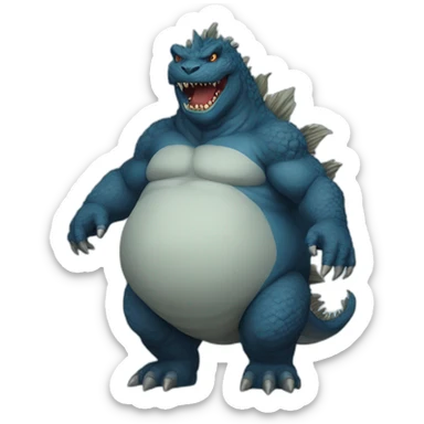 Godzilla obesity blue sticker