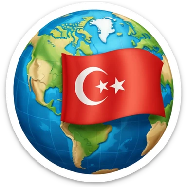 Draw me an emoji of planet Earth with the flag of Turkey on it. sticker