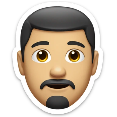 A man with a goatee and as black hair buzz cut inside of a toilet with only his head and neck poking out sticker