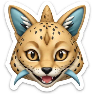 Wearing shark hood serval meme eye wink sticker