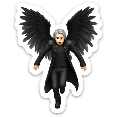 falling dark angel male pale sticker